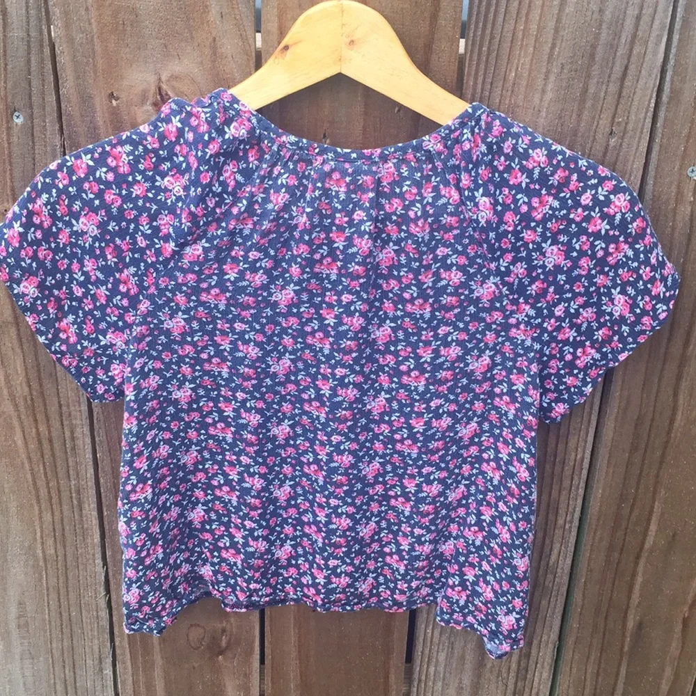 Justice Girls Pink Floral Peasant Boho Top Sz 12